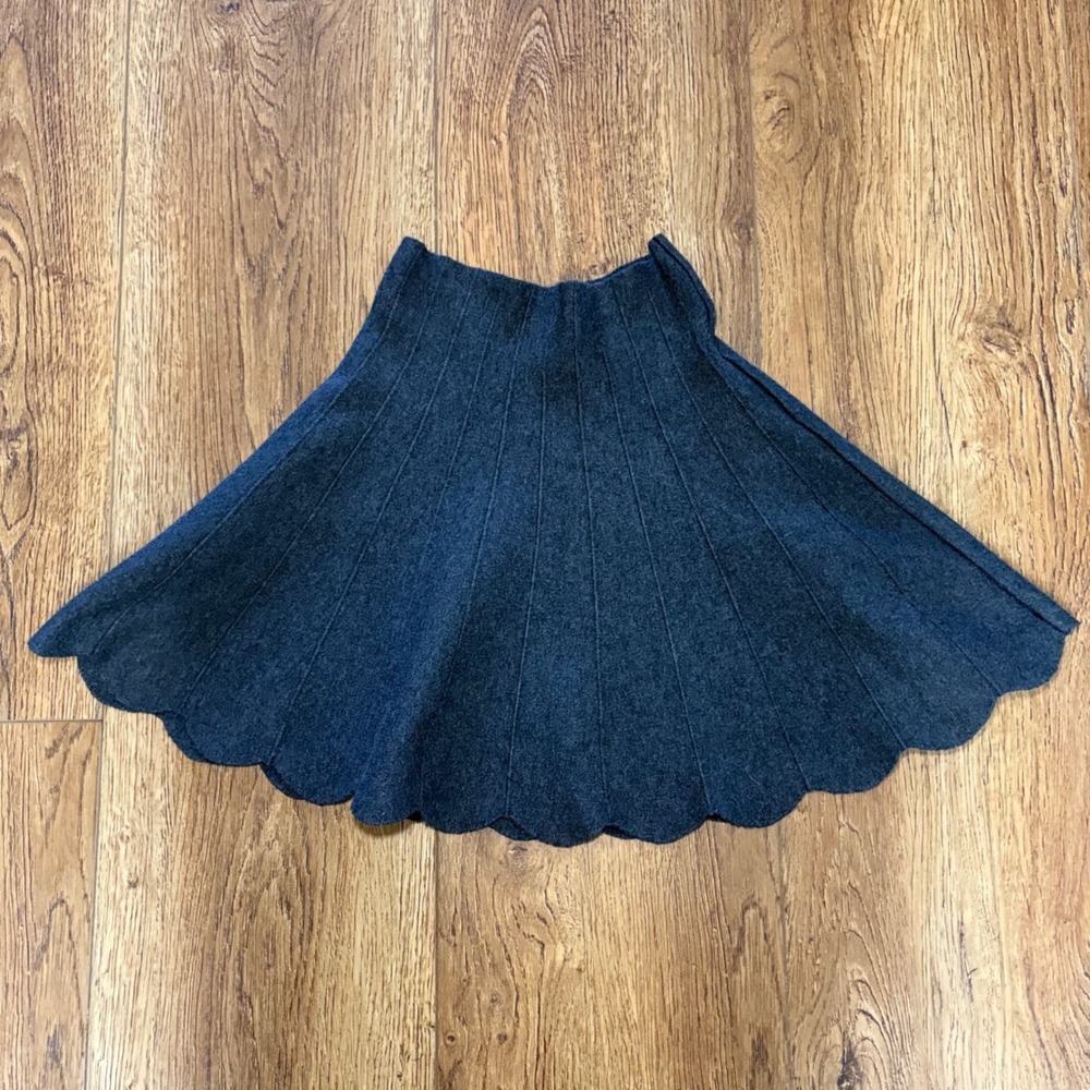 Y2K Wet Seal Gray Knit Mini Skirt Scalloped Hem sz S academia VTG preppy Skater
